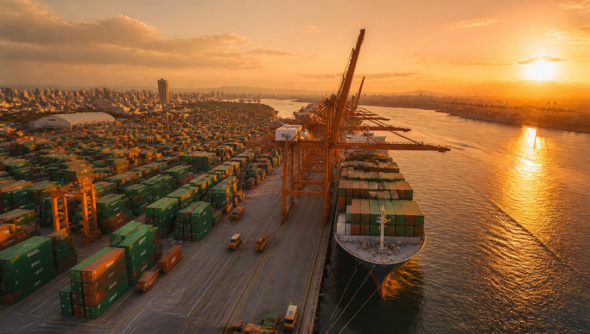 Export cargo at a shipping port